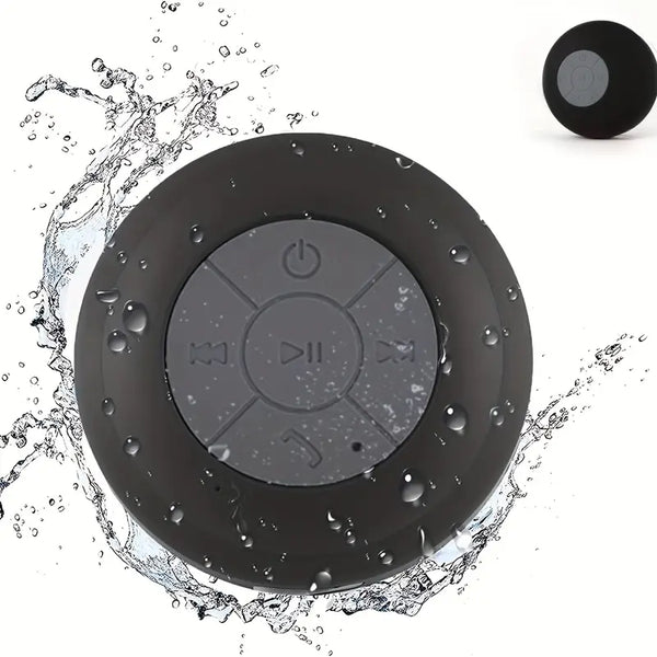 Shower Wireless Speaker, Portable Mini Wireless Speaker With Suction Cup For Bathroom Bedroom Black Speaker 2 Hours Of Battery Life For Parties, Travel, Home, And Outdoor (The Suction Cup Only Works On The Smooth Wall Like Glass Ceramic Tile - Black