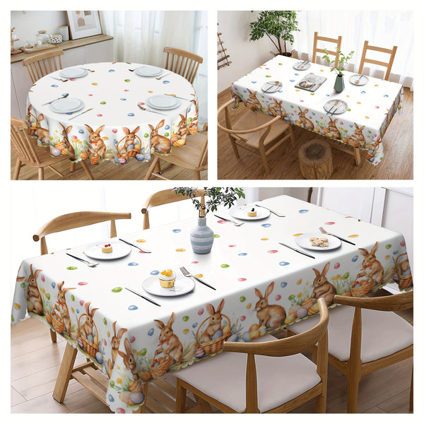 Tablecloth, Round Easter Theme Pastoral Table Decor