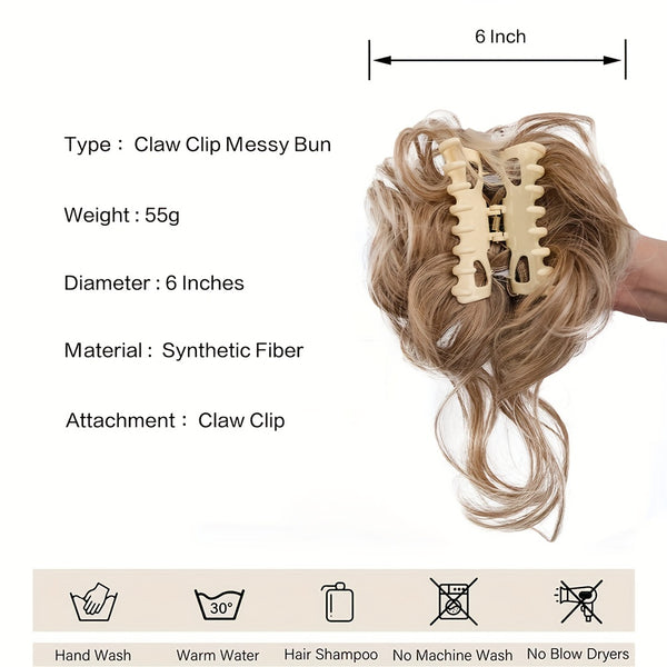 Curly Wavy Synthetic Hairpieces for Women - Scrunchies Extension Hairpieces for Tousled Updo Bun Messy Chignons - Claw In Hair Extensions Hair Accessories