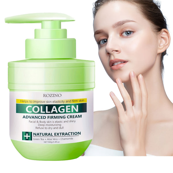 100g Collagen Advanced Firming Cream Contains Green Tea, Aloe Vera, Chamomile And Other Extracts To Help Improve Skin Elasticity, Firming Skin Gives Face And Body Skin Elasticity And Shine As A Deep Moisturizing Cream