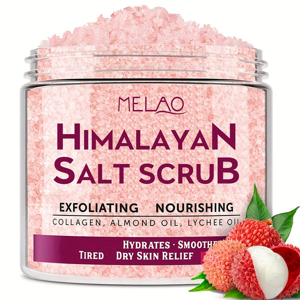 1pc 340g Himalayan Sea Salt Body Scrub For Silky Smooth Skin, With Lychee Oil, Moisturizing Body Scrub Exfoliates, Restores Skin's Natural Nutrients, Deep Cleansing And Brightening For Nourishing Essential Body Care, Gifts For Women