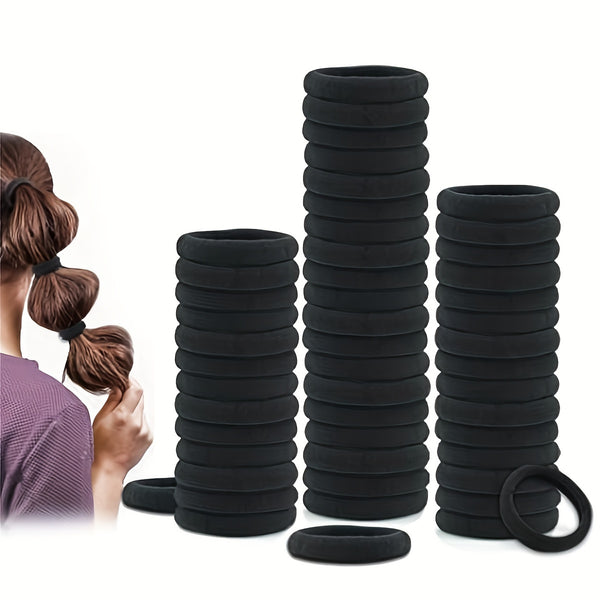 100pcs High Elastic Hair Bands For Girls, Black Hairband Rubber Ties Ponytail Holder Scrunchies Kids Hair Accessories, Ideal choice for Gifts