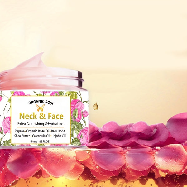 Rose Oil Skin Firming Cream For Neck & Face - Moisturizes, Lifts, Firms - Natural And Organic Ingredients