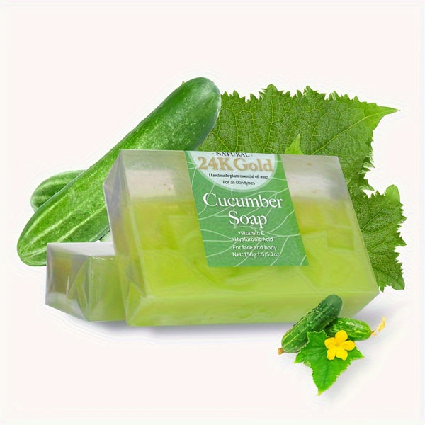 150g Cucumber Essential Oil Handmade Soap, Moisturizing Deep Clean Effectively, Deep Cleans Pores, Removes Dead Skin, Deep Skin Cleansing And Oil-Control, Rich And Dense Foam