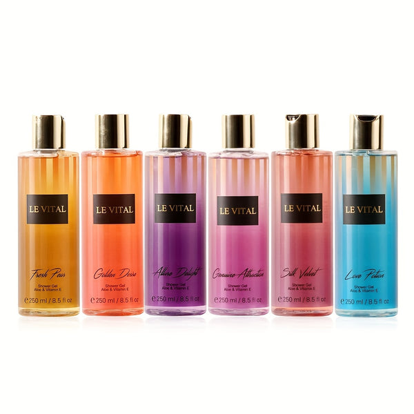 250ml/Bottle, 6 Types Of Premium Fragrance Shower Gel, Gentle Cleansing And Rejuvenating Skin With Long Lasting Fragrance
