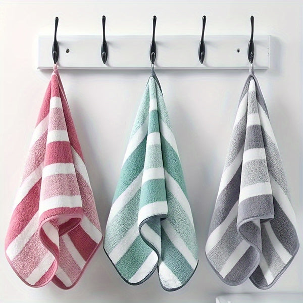 8pcs Striped Towels Set, Quick Dry Absorbent Bathroom