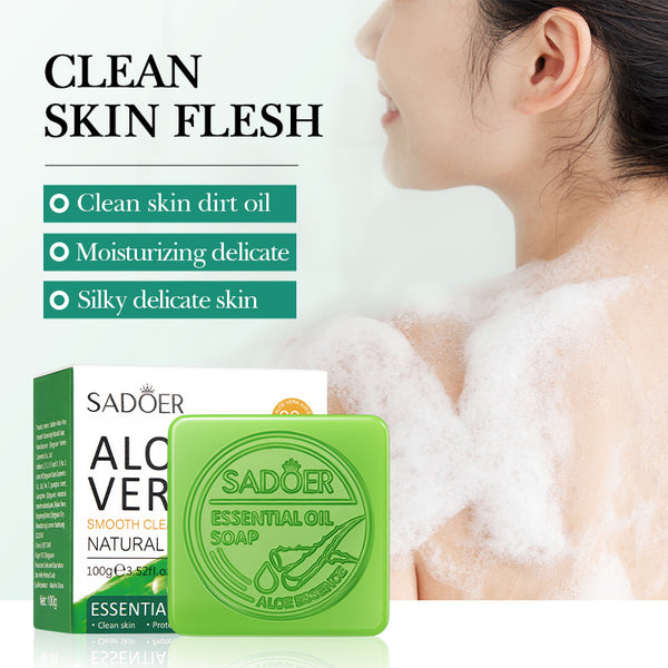 Organic Aloe Vera Soap with Essential Oils - Deep Cleansing, Moisturizing, and Oil-Control for Face and Hands - Natural and Rich Foam for All Skin Types !