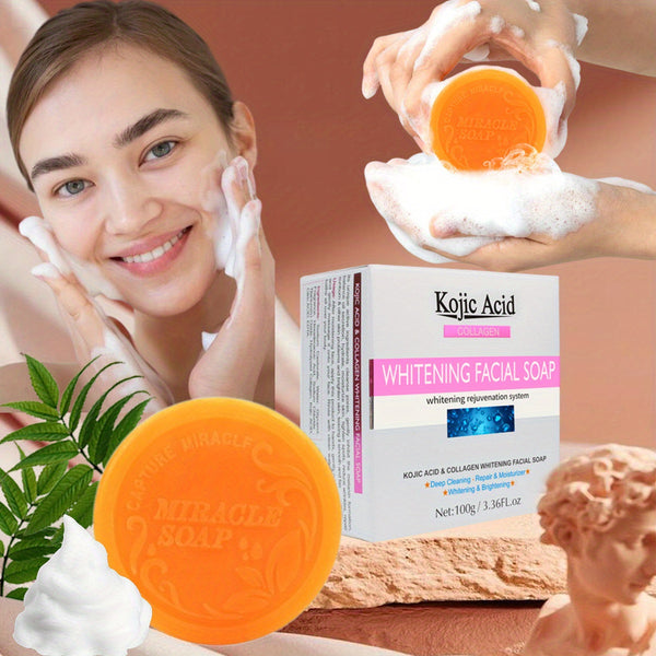 100g Rejuvenating Soap Kojic Acid & Bone Collagen Facial Cleanser Soap Smoothing And Gentle Exfoliating Skin