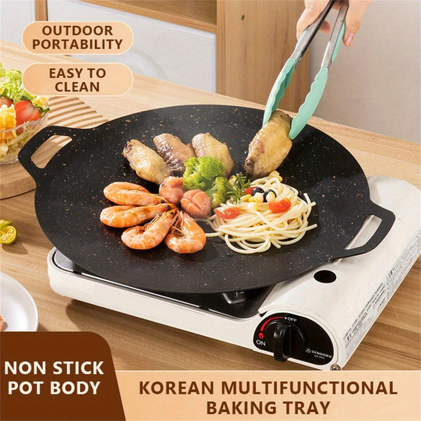 Korean Round Grill Pan, Barbecue Pan Pork Belly Non-stick Cooker