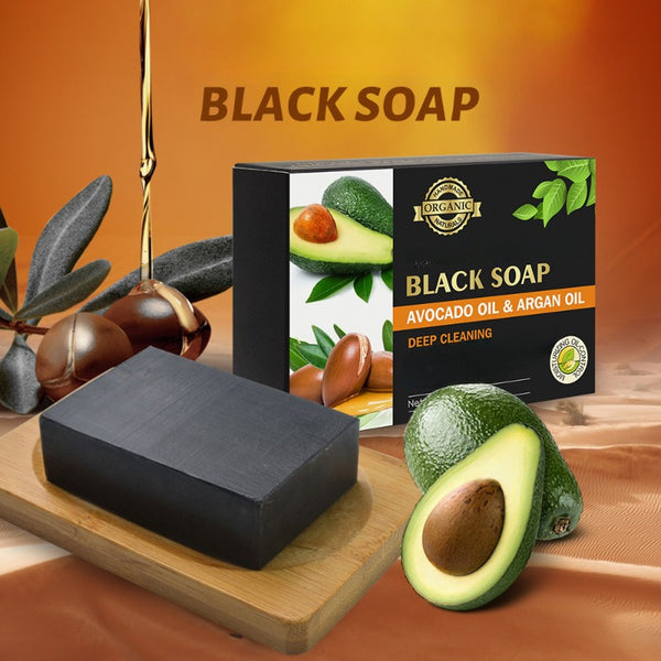 120g Black Soap With Avocado Oil And Argan Oil, Cleansing And Oil Control Handmade Soap Skin Care Cleansing Bath Soap For Daily Skin Care