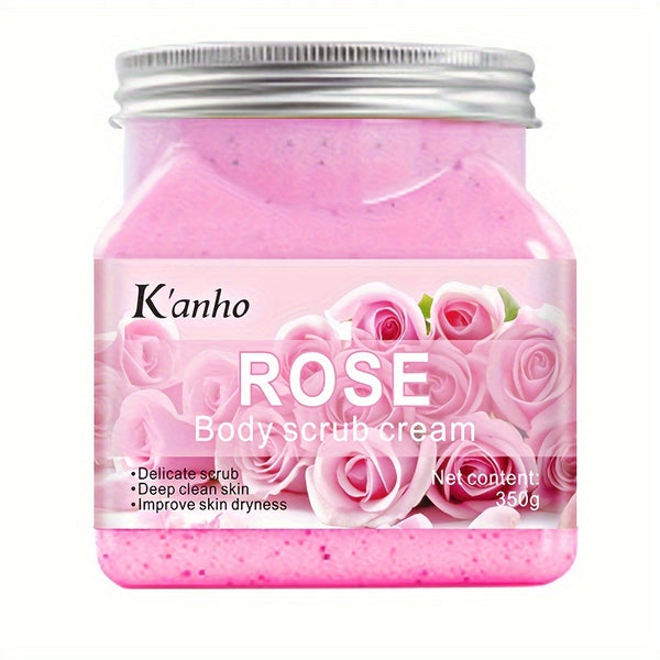 350g Rose Body Scrub Cream With Milk Extract, Deep Cleansing Gentle Exfoliating Skin, Smoothing And Rejuvenating Body Skin