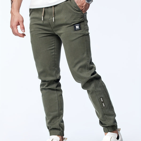 Men's Casual Stretch Joggers, Chic Waist Drawstring Sports Pants For Spring Summer