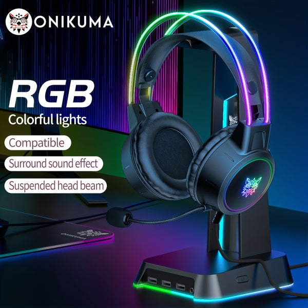 ONIKUMA Gaming Headset: RGB Aluminum Frame, Surround Sound