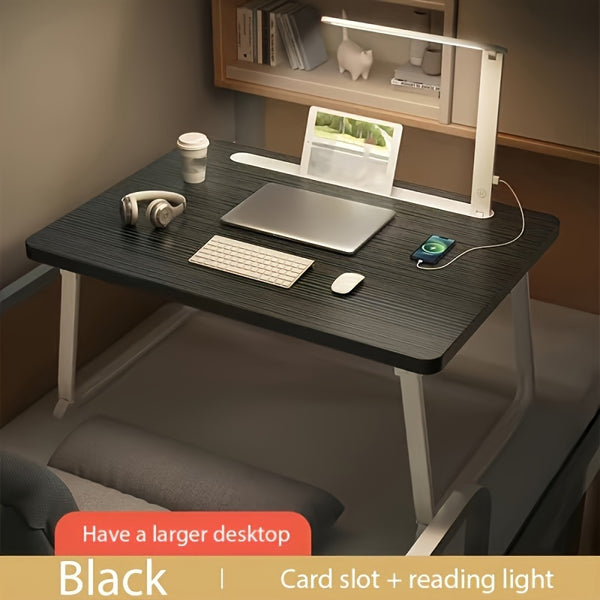 1pc With Card Slot+ Reading Light Folding Study Table/ Study Table/ Laptop Table/ Offictable/ Lazy Table/ Bede, Lap Desk/bedtable/multifunctional Table, Provides Increased Desktop Spadesk