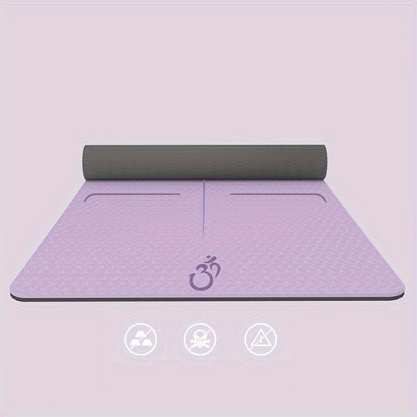 1pc TPE Wide Shock Absorption Yoga Mat, 0.8cm/0.31in Thickness, Non-Slip Soft Fitness Pilates Mat With Pattern, Suitable For Home Workouts And Sports