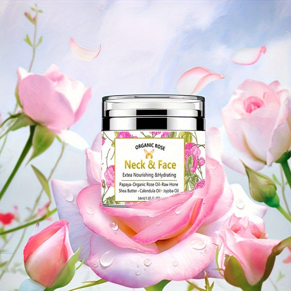 Rose Oil Skin Firming Cream For Neck & Face - Moisturizes, Lifts, Firms - Natural And Organic Ingredients