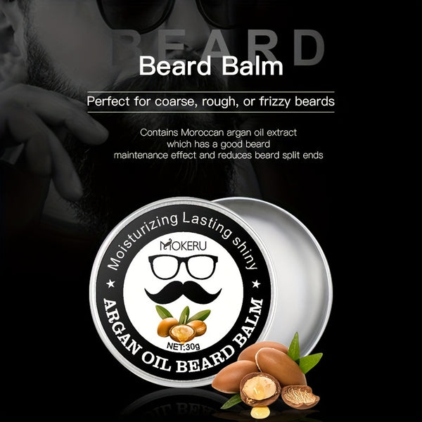 30g Argan Oil Beard Balm Moisturizing Lasting Shiny Hair And Beard Styling Cream For Men