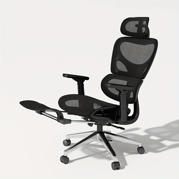 Ergonomic Mesh Office Chair, High Back Desk Chair - Adjustable Headrest With Flip-Up Arms, Tilt Function, Lumbar Support And PU Wheels, Swivel Computer Task Chair