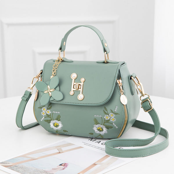 Floral Pattern Zipper Handbag, Trendy Flap Shoulder Bag