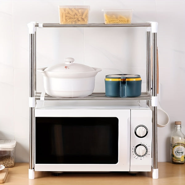 Adjustable Stainless Steel Microwave Oven Shelf - Detachable Rack