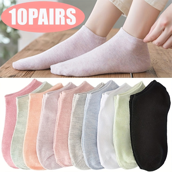 10 Pairs Women Sock Women's Candy Color Short Socks Ankle Socks Boat Socks Low Cut Ankle Socks