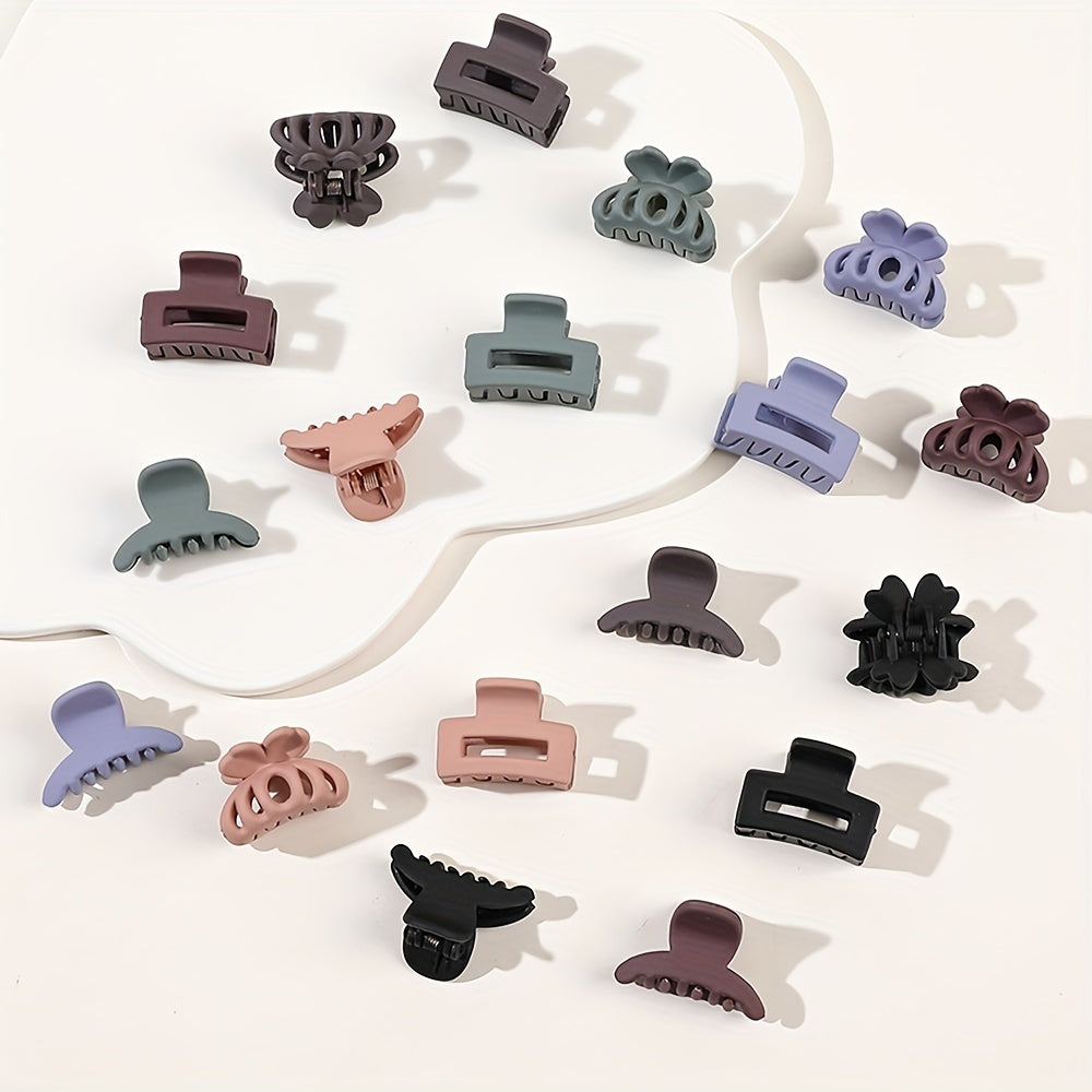 18pcs Simple Style Hair Claw Mini Claw Clips Solid Color Matte Hair Claw Ponytail Holder Hair Accessories For Girls Women