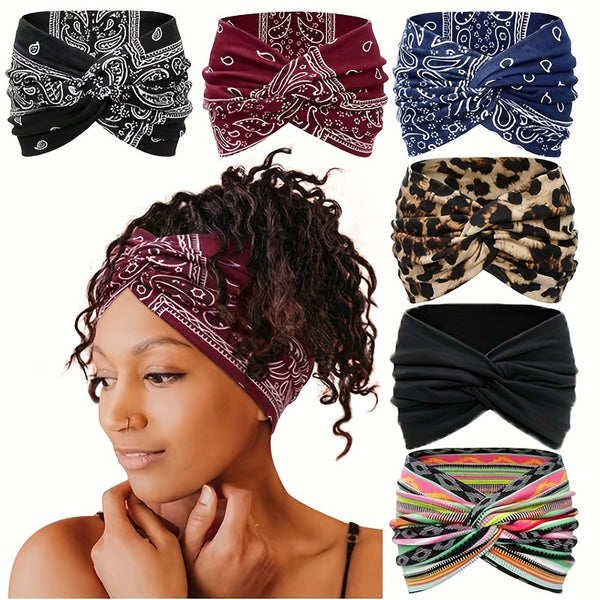 1pc Boho Headband Sports Yoga Bandana Sweatband Stretchy Bandana Hair Accessories For Girls Women