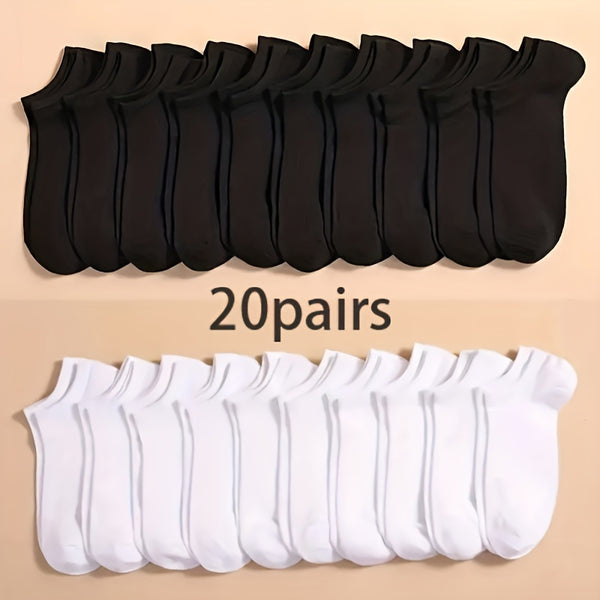 5/10/20pairs Unisex Solid No Show Socks, Comfy Breathable Casual Soft Socks For Men's & Women's Outdoor Activities