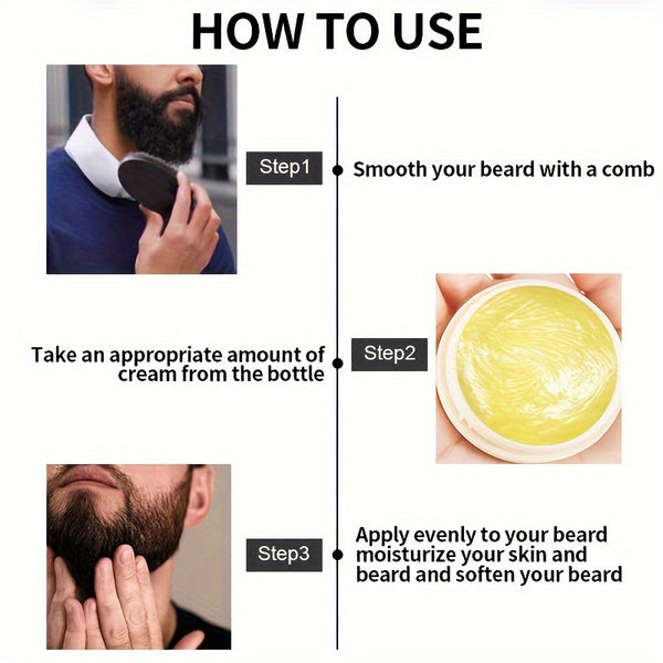 Beard Care Cream, Contains Plant Extract Gentle Care For Beard, Strengthens Beard Roots, Replenishes Moisture, And Makes Beard More Moist And Stylish