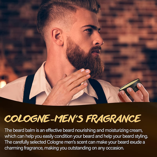 Cologne Beard Balm Natural Plant Softener Beard Wax Strengthens Beard Conditioner Jojoba Oils Hydrates Smooths Beard Butter For Men Mustaches Moisturizer Cream