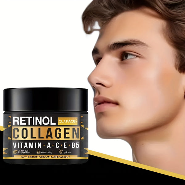 30g Men's Facial Moisturizer - Contains Collagen, Hyaluronic Acid, Vitamins E & A, Avocado Oil - After Shave Lotion - Moisturizes, Day & Night Face Cream