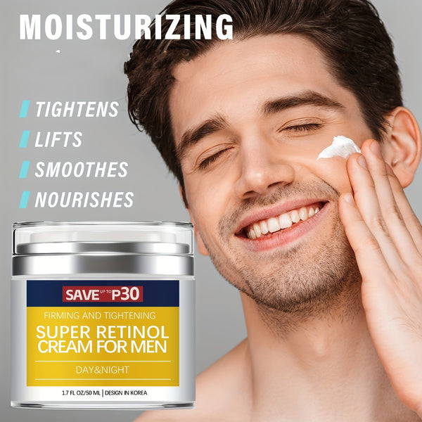 1pc Retinol Moisturizing Cream, Face Moisturizer, Soothes Dry Skin, Improves Elasticity, Unclogs Tightens Pores, Hydrating Face Lotion For Men