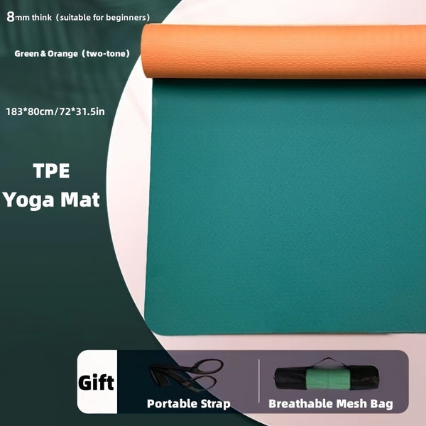 1pc Thick Non-Slip TPE Yoga Mat For Comfortable Workouts And Relaxation