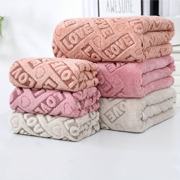 2pcs Love Textured Bath Linen Set, Thickened Absorbent Face Towel