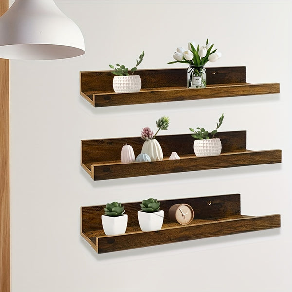 3pcs, Floating Shelves Wall Decor Storage Rack Wall Mounted Wooden