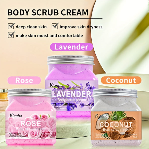 350g Rose Body Scrub Cream With Milk Extract, Deep Cleansing Gentle Exfoliating Skin, Smoothing And Rejuvenating Body Skin