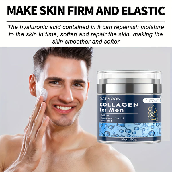 50g Men's Care Collagen Cream - Contains Retinol, Hyaluronic Acid And Vitamin E - Hydrating, Moisturizing And Firming Face Cream For Men