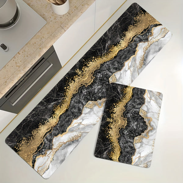 Anti-fatigue Kitchen Mat, Marble Printed Anti-Slip Hallway.