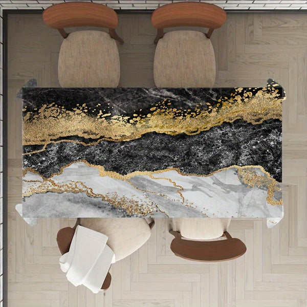 Tablecloth, High-end Marbled Bronzing Stripe Printed Tablecloth