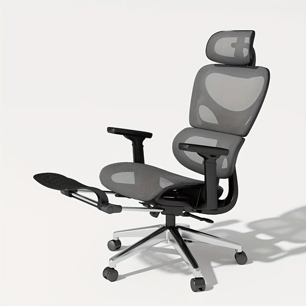 Ergonomic Mesh Office Chair, High Back Desk Chair - Adjustable Headrest With Flip-Up Arms, Tilt Function, Lumbar Support And PU Wheels, Swivel Computer Task Chair