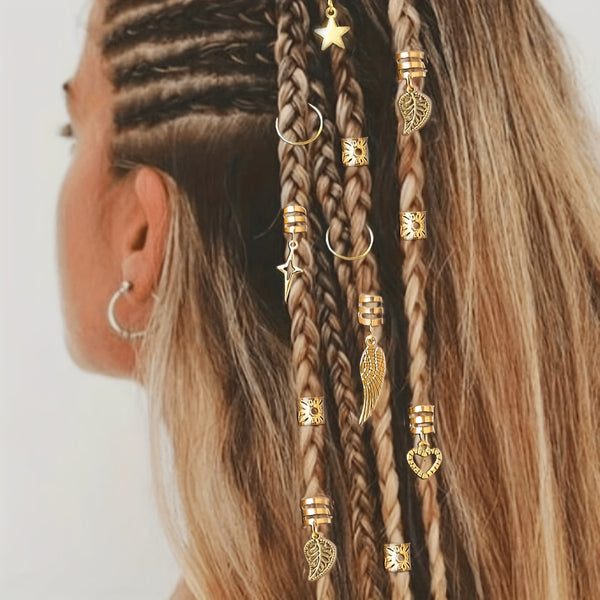 35pcs Alloy Braid Hair Ring Dreadlock Hair Ring Hippie Style Hair Accessories For Girls Women