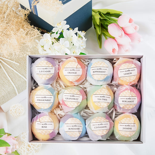 Bath Bombs Gift Set - 12 Handmade Fizzies For Women - Perfect For Bubble & Spa Bath- Essential And Fragrance Oils For Moisturizing Dry Skin - Unique Birthday & Beauty Products