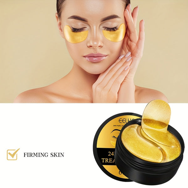 Pure Natural Golden Eye Masks - Moisturize, Refine Pores, Firm Skin, Reduce Fine Lines, Dark Circles & Puffiness