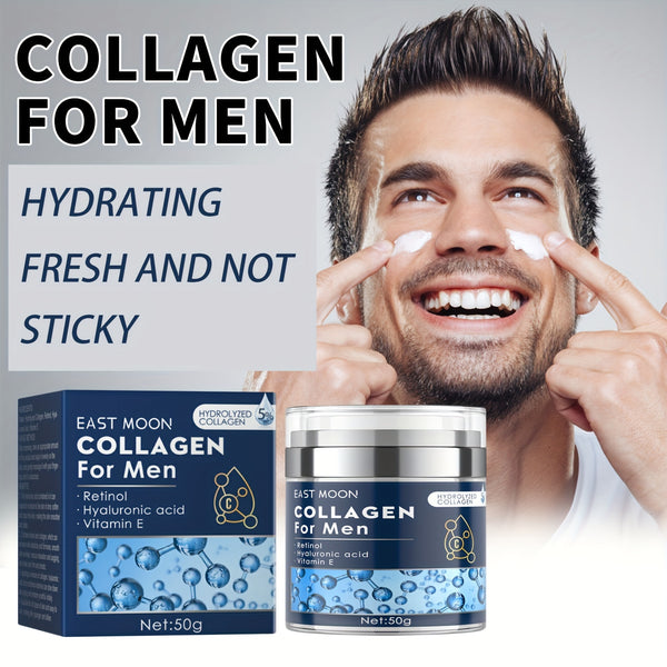 50g Men's Care Collagen Cream - Contains Retinol, Hyaluronic Acid And Vitamin E - Hydrating, Moisturizing And Firming Face Cream For Men