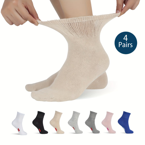 4 Pairs Diabetic Ankle Socks Mens Womens Non-Binding Socks Loose Fit men gifts