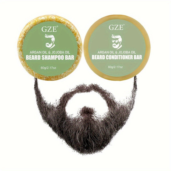 1pcs Beard Wash Shampoo Bar/ Beard Conditioner Bar, With Argan & Jojoba Oils - Softens & Strengthens - Natural Scent Beard Shampoo Bar/ Conditioner, travel essential