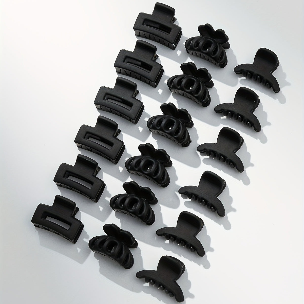 18PCS Rubber Frosted Black Square Hair Claw Mini Small Hair Clip Simple Hair Accessory Female