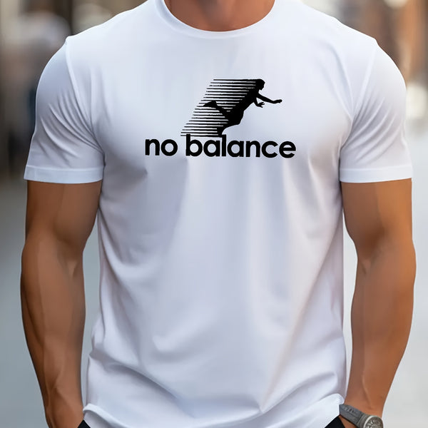 Funny No Balance Pattern Men's Sports Short Sleeve Crew Neck T-shirt, Summer Outdoor