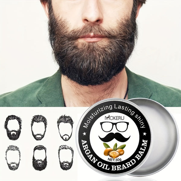30g Argan Oil Beard Balm Moisturizing Lasting Shiny Hair And Beard Styling Cream For Men