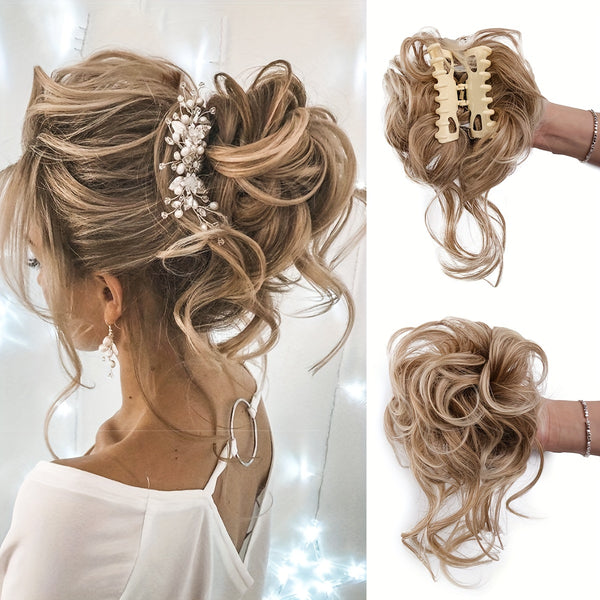 Curly Wavy Synthetic Hairpieces for Women - Scrunchies Extension Hairpieces for Tousled Updo Bun Messy Chignons - Claw In Hair Extensions Hair Accessories